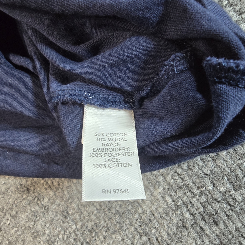 J.Jill Womens Navy Tank Top Floral Embroidery Size Medium - Picture 4 of 7